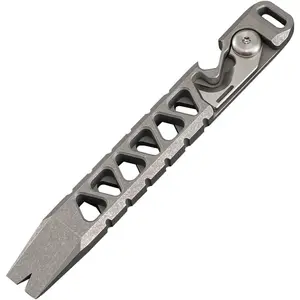 Titanium EDC Pry Bar, Pocket Keychain Multitool Prybar, Pocket Tool Pry Bar Bottle Opener Nail Puller Portable Outdoor EDC Tool (1PCS, Stonewashed)