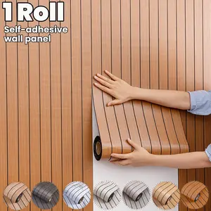 Self-Adhesive Thick 3D Wood Grain Vinyl Wall Panel, Easy Installation for Living room, bedroom, Ceiling, Partition, Curved Walls, DIY Grid Board for Home Decor