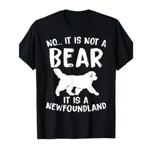 Men's humorous Newfoundland dog Graphic T-Shirt - Short Sleeve Crew Neck Regular Fit Casual Wear | Soft & Breathable Fabric, Durable Print, Everyday Comfort, Machine Washable, retro casual wear for travel and fashion enthusiasts