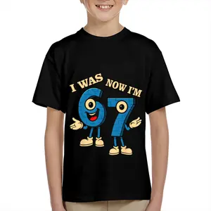 Kid's T-shirt Funny I WAS 6 NOW IM 7 gesture robot number character mecha  lightning fun 100% cotton pattern T-shirt for boys and girls  toddler cartoon T-shirt, teen boy clothing gift  G-95