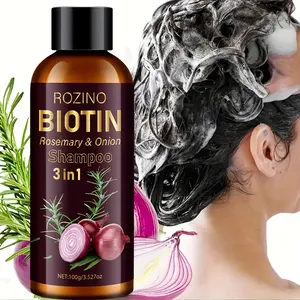 ROZINO Biotin Rosemary & Onion 3-in-1 Shampoo (100g/3.52oz)| Deep Cleansing & Oil Control Formula| Strengthens Hair Follicles & Reduces Hair Loss| For Oily Scalp Care