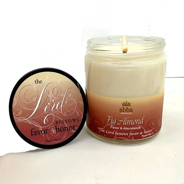 Hand-Poured Fig & Almond Fragrance Aroma Glass Candle, 8oz Home Decor Accent