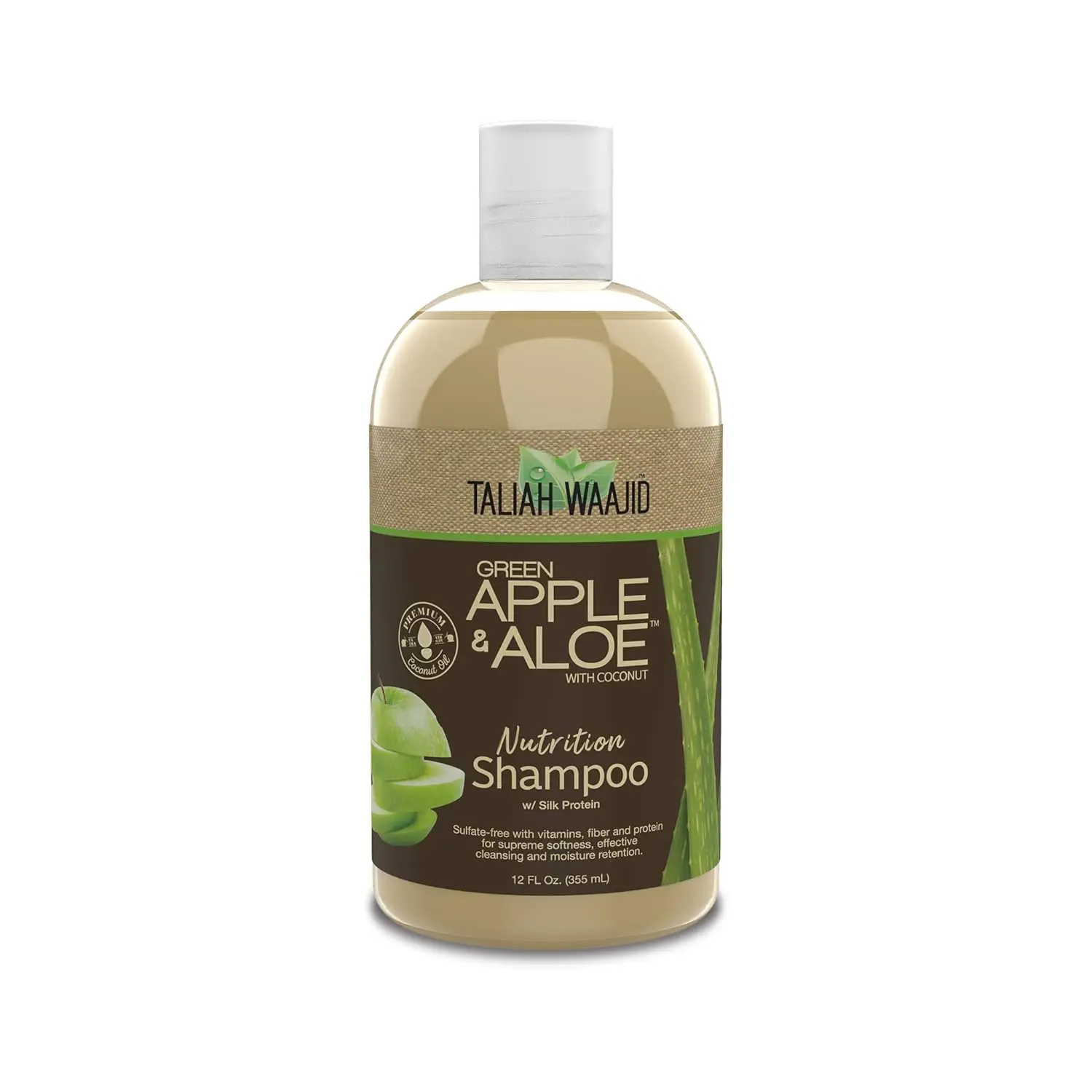 Taliah Waajid Green Apple & Aloe Nutrition Shampoo with Coconut 12 FL OZ Gentle Cleansing Refreshing Formula for Healthy Hair Care
