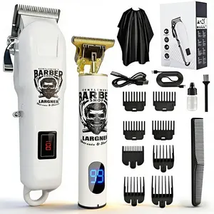 Largner Hair Clipper & Razor Set with Ceramic Blade, 1,200 mAh Wireless Rechargeable Beard Trimmer Kit, Includes 8 Guide Combs for Men, Barber Equipment, Ideal Gift