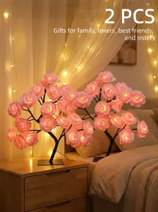 Rose-shaped tree night lamp, Flower lamp, USB-powered, Table lamp, Bedroom lighting, Holiday decorative lights, Interior decor, Valentine's Day gift, Home decor, Decorative lamp