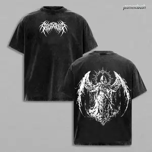 Y2K Gothic Angel Washed Hoodie & Tshirt – Dark Aesthetic Streetwear, 2k Clothing,Menswear Oversized Tops, gym,Clothing,Clothes gothic y2k, Vintage Men
