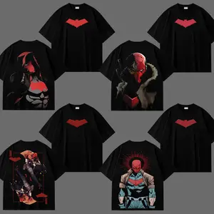 [Collection] Red Hood Vintage Black T-Shirt, Gotham Vigilante Graphic Tee, Dark Anti-Hero Comic Streetwear Shirt, DC Inspired Outlaw Hero Tee, Retro Edgy Aesthetic Unisex Cotton Streetwear Gift for Fans Superhero
