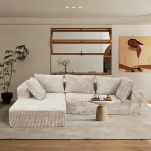 Plush Flannel L-Shaped Sectional Sofa with Chaise – Comfort Living Room Boneless Couch Plush Flannel L-Shaped Sectional Sofa with Chaise – Comfort Living Room Boneless Couch