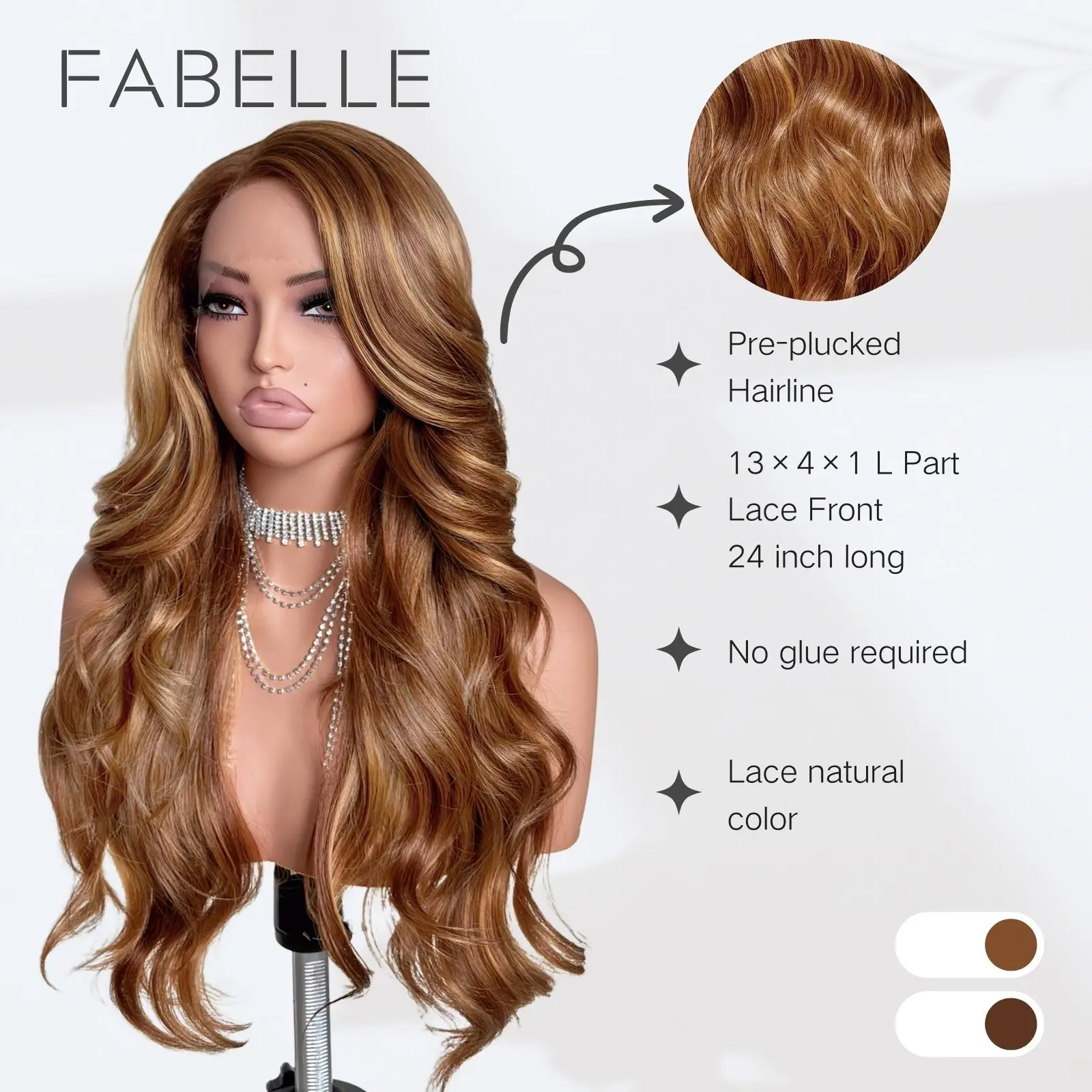 FABÉLLE 24inch Body Wave Glueless Pre plucked Lace Front  display picture 2