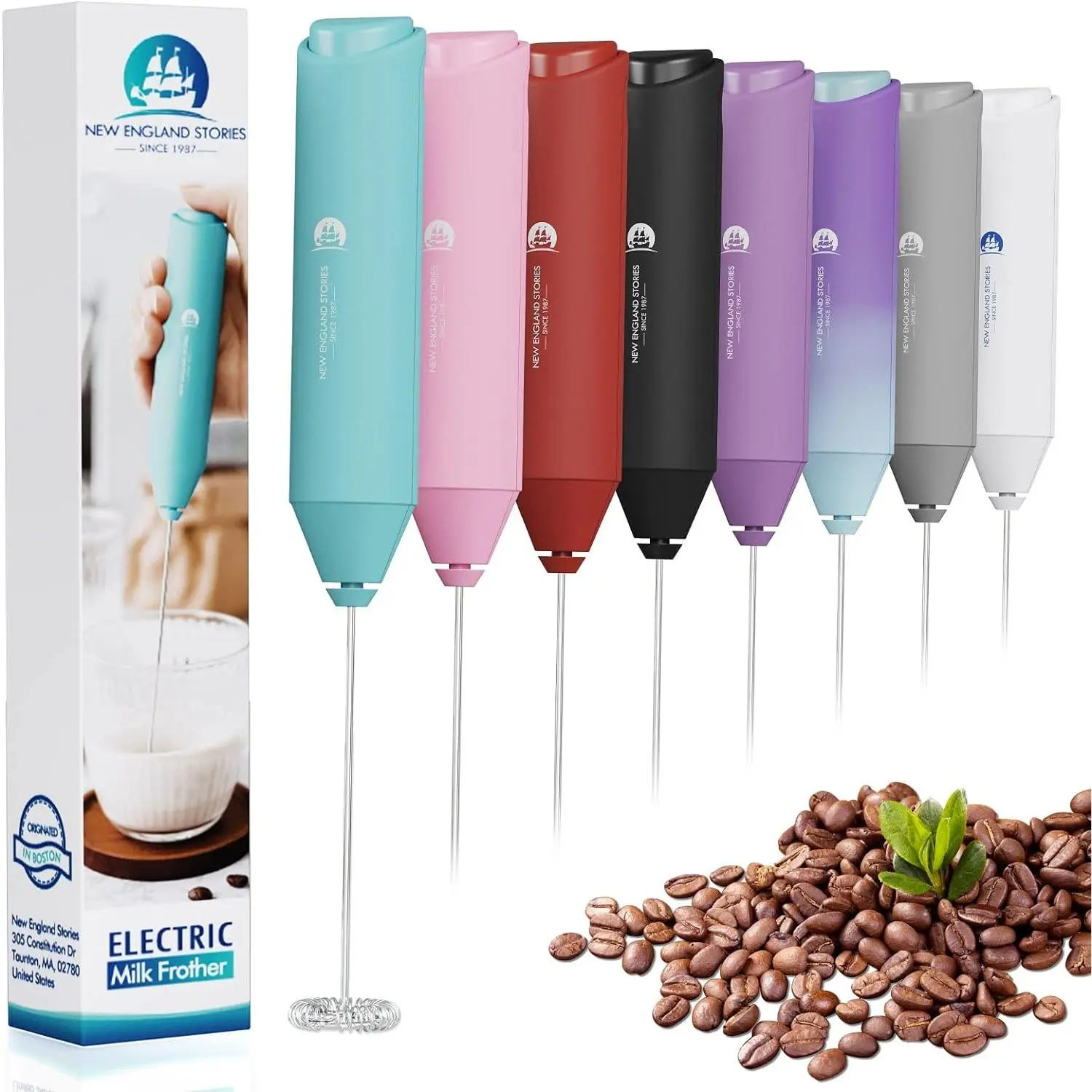 Powerful Milk Frother Mini Handheld Foam Maker for Coffee Whisk Drink , Cappuccino, Latte, Matcha, Hot Chocolate, NO Stand, Aqua backtoschool