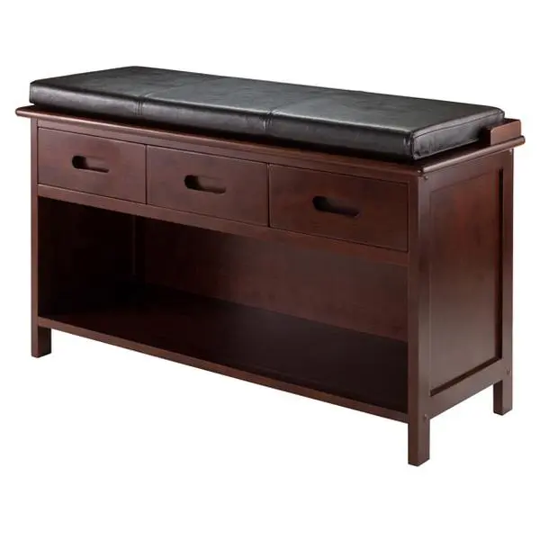 212 MAIN 2-Piece Adriana Storage Ottoman Set, Indoor Furniture Footstool with Cushioned Seat, Walnut & Espresso Finish, 21.85x38.27x14.17 in