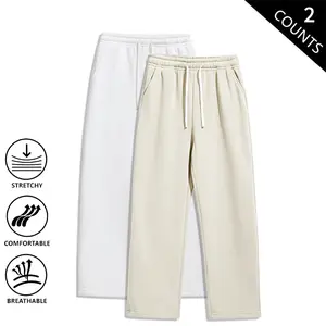 Summervibes 2-Pack Men’s Wide-Leg Sweatpants – Elastic Waist with Drawstring, Soft Stretch, Breathable, Loose Fit Lounge Pants for Streetwear and Everyday Wear