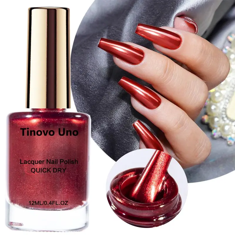 Metallic Nail Polish, Quick Dry Nail Art Polish, Fast Drying Nail Polish, Long-lasting Salon Quality Nail Art & Nail Polish for Hands & Feet, Nail Polish Chrome Finish, Manicure, Liquid Polish