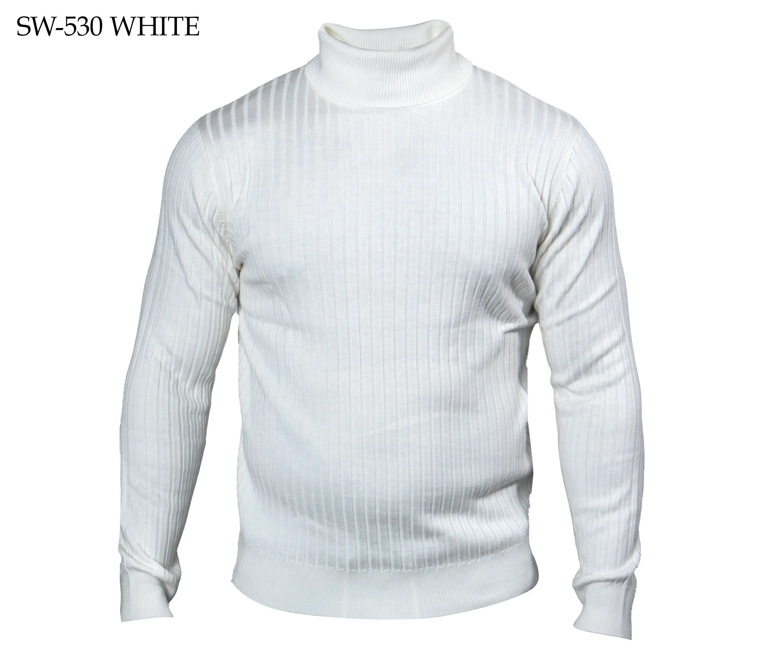 Prestige SW-530 White Ribbed Turtle Neck Sweater