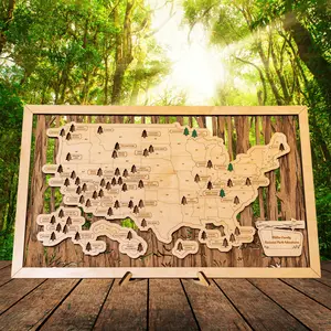 Wooden National Parks Tracker Map 11x19. Track your National Parks Bucket List. Handcrafted in USA