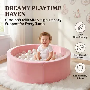 Apojungle Foam Ball Pit for Toddlers, Large Baby Ball Pit for Babies with Soft Memory Sponge, Indoor Outdoor Baby Playpen, Kids Play Ball Pool, Gift Toys for Infants Boys and Girls (Pink, NO Balls)