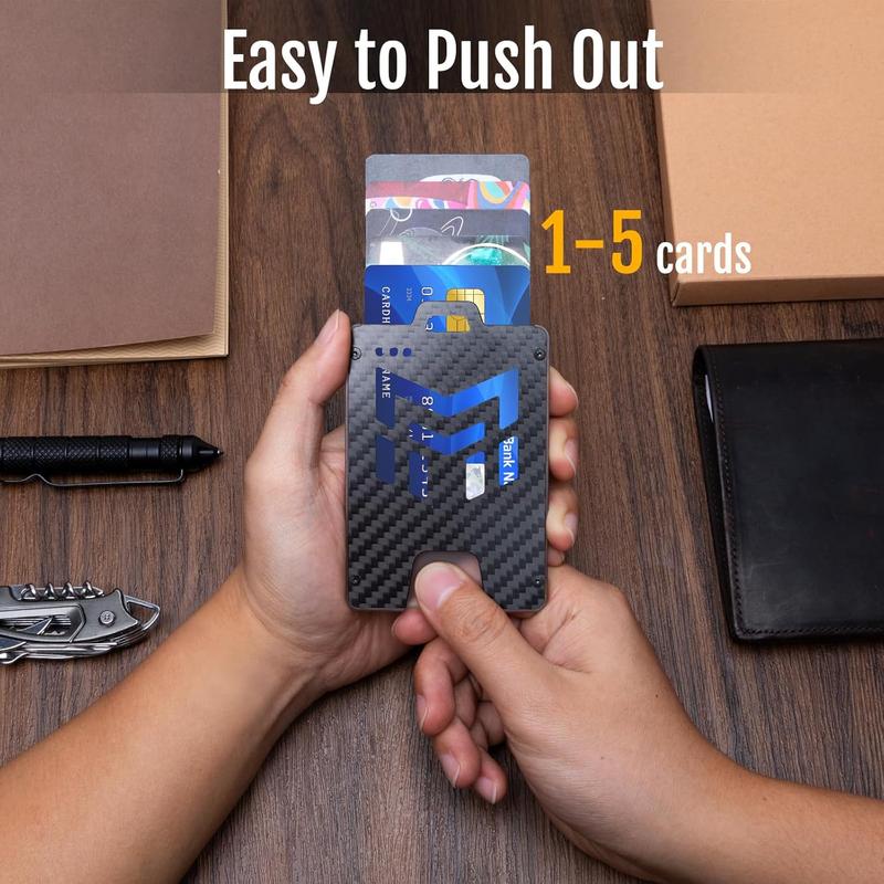 MNGARISTA Retractable Badge Holder, Carbon Fiber ID Badge Reel Strong,Retractable Clip Carabiner Keychain Key Card Holder with 4 Locking Card Point Design, Black