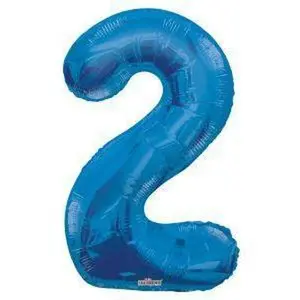 Number 2 Blue Foil Balloon 34" in each. 19664-34
