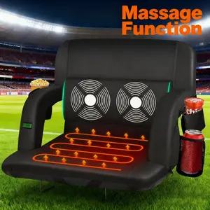 Slendor Massage Heated Stadium Seats for Bleachers with Back Support & Lumbar Pillow, 3 Level Heating &6 Modes Massage Portable Comfort folding chair