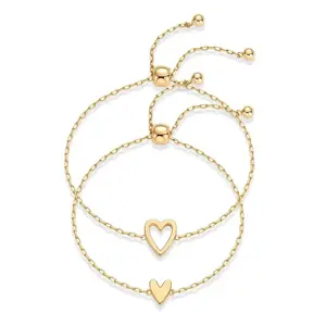 Friendship Heart Bracelets Adjustable Matching Bracelets Stainless Steel Chain Daily Costume Jewelry Accessories Perfect Birthday Anniversary Gift for Women for Mom Women
