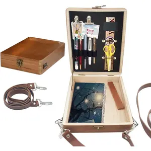 Writers Messenger Wood Box - Handmade Wooden Crossbody Postman Bag | Multifunctional Artist Tool Bag & Sketch Box Easel | Portable for Outdoor Painting, Brush Storage - Popular for Artists & Creatives