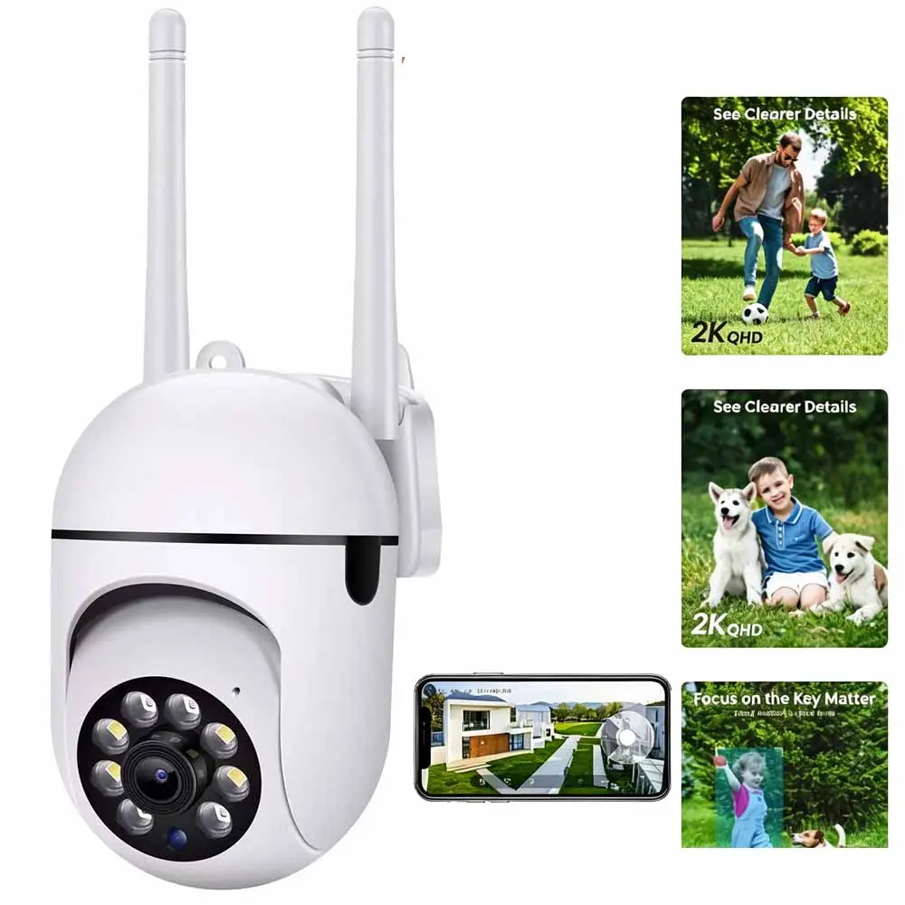 2K WiFi Dome Security Camera Outdoor Indoor, 360° Pan Tilt 2MP Surveillance Cam, Full Color Night Vision, 2-Way Audio AI Motion Tracking, Dual Band 2.4G/5G WiFi IP66 Weatherproof Home Camera