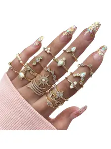13PCS Gold Knuckle Rings Set for Women Teen Girls Stackable Finger Rings Chain Stacking Ring Vintage Boho Midi Rings B Statement Multi Ring