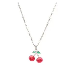 CHERRY CHARM STAINLESS STEEL NECKLACE