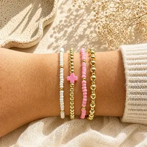 Pink Cross Bracelet Stack