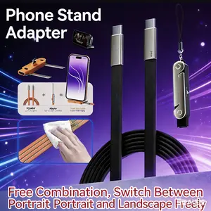 240W Fast Charging Foldable Phone Holder Data Cable Fast Charging Cable Phone Tablet Foldable Holder 2-in-1 Compatible with Apple 7-17Pro Max/Samsung/Huawei/Xiaomi