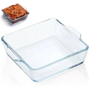 5 Inch Small Glass Square Casserole Baking Dish Individual Portion Baking Pan Clear Prep Bowls with Handle for Oven Microwave Air Fryer