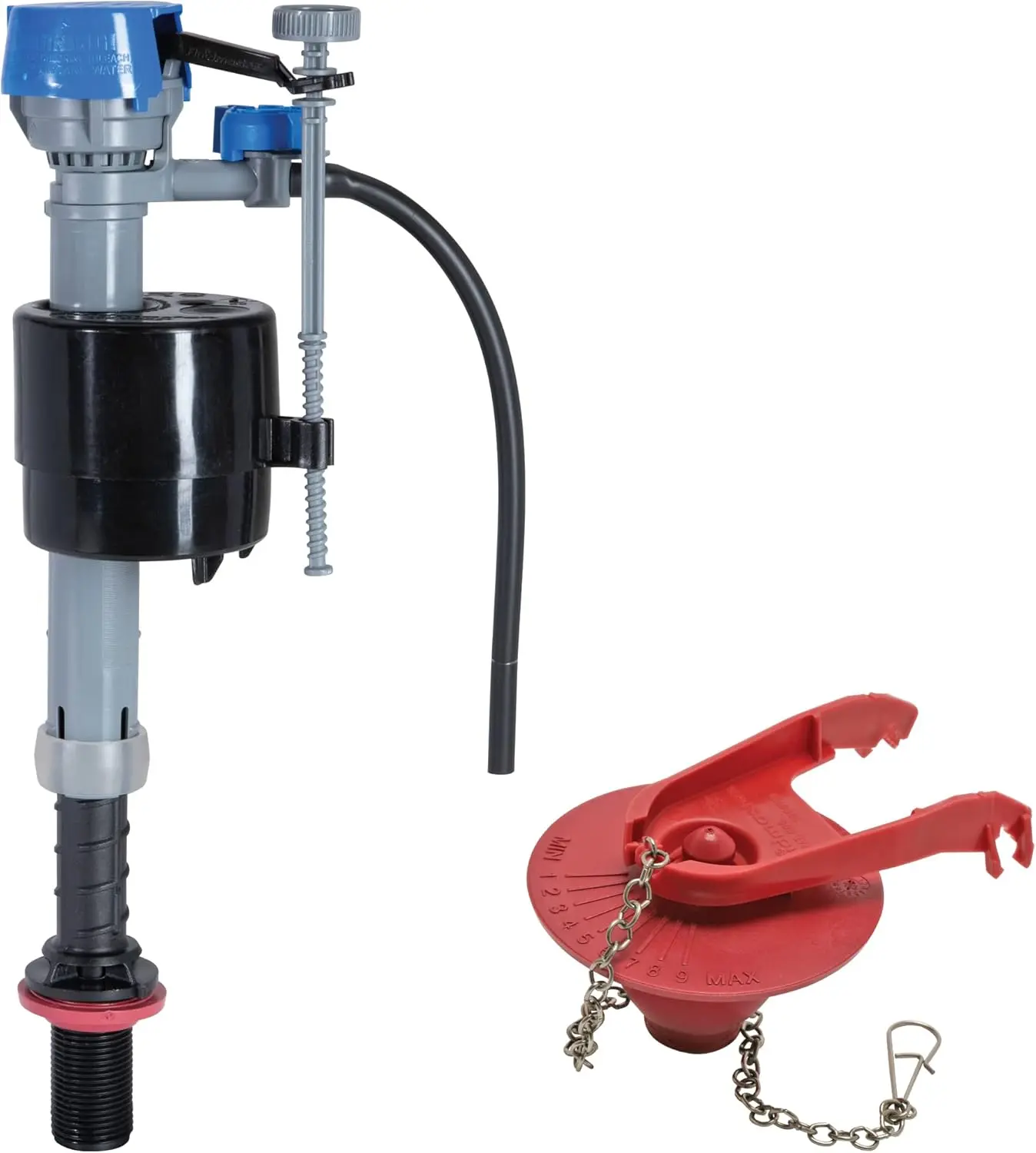 High Performance Toilet Fill Valve with 2-Inch Adjustable Toilet Flapper Kit High Performance Toilet Fill Valve with 2-Inch Adjustable Toilet Flapper Kit