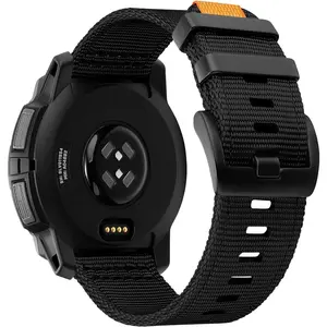 Compatible with Garmin Instinct Watch Bands - 22mm Watch Band Military Rugged Nylon Soft Sport Replacement Strap for Instinct 3/E 45mm/2/2 Surf/Tactical/Tide/Esports/Solar, Black