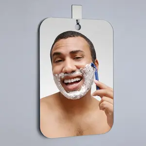 Shatterproof Shower Mirror for Shaving,(Small 1 Pcs 6x4 Inch) Shaving Mirror Holder NO-Drilling, Waterproof,Small Wall Mounted Bathroom Accessories Camping Hanging Men (Not Fogless)
