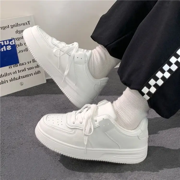 Minimalist All-White Court Shoes with Elevated Rubber Outsole – Clean Silhouette Meets Durable Build for School, Travel, or Casual Outings
