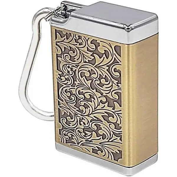 Portable Bronze Smooth Metal Ashtray with Lid - 48g Lightweight Small Size Outdoor Pocket Cigarette Holder with Keychain, Lighter Accessory for Travel, Home Supplies Accessories, Outdoors