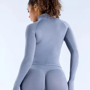 Half Zippy Jacket Women  Gym Jacket Running Long Sleeves Gym Coats Sports Shirts Gym Fitness Workout Pilates Clothes