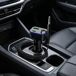 12-24v Universal 2-In-1 PD 30w Car Charger, Bluetooth-compatible 5.0 Receiver, Hands-Free Call, 3.5mm Aux Adapter, USB+Type-C Fast Charging