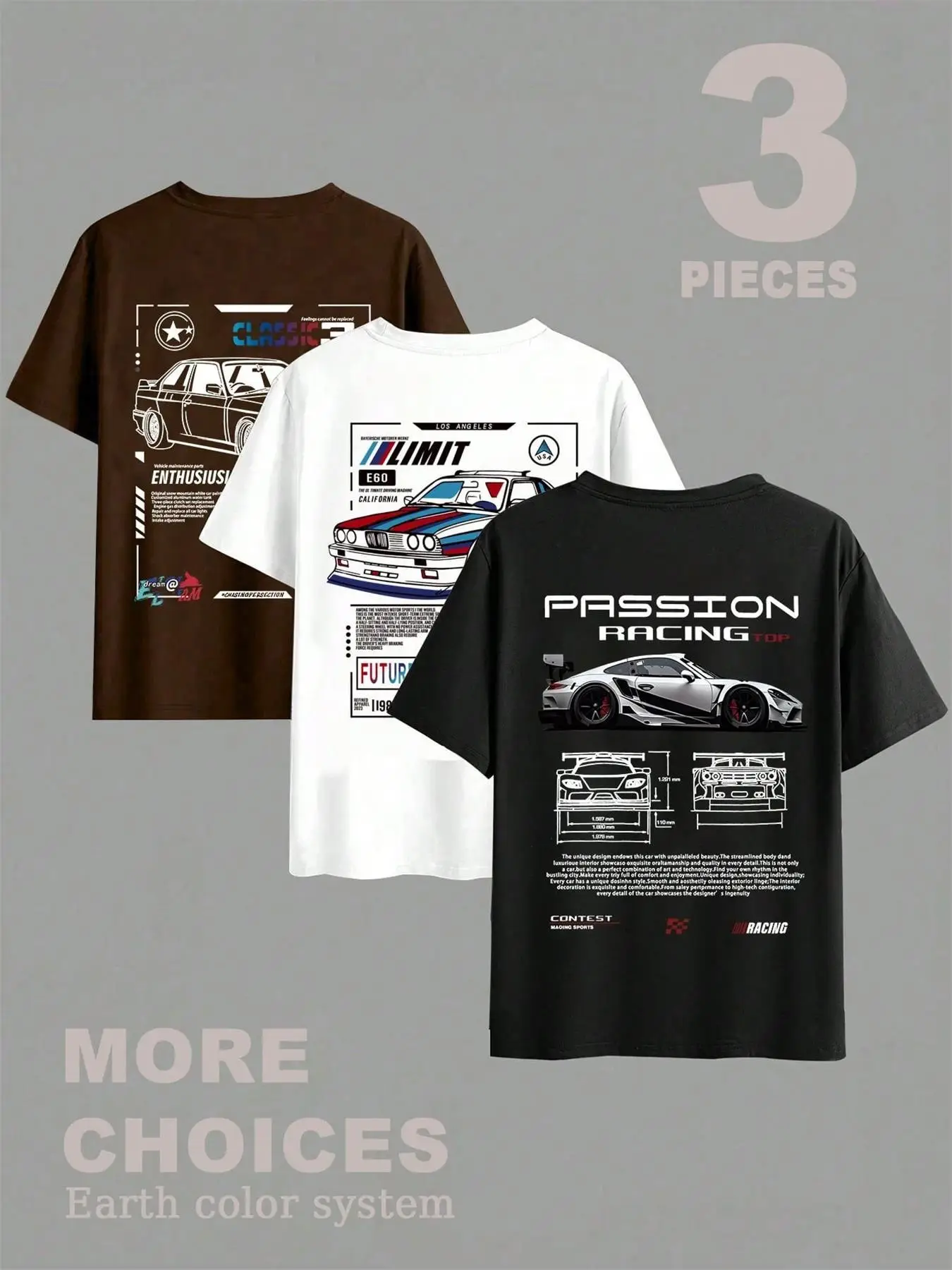 Men's Car Graphic Tee, Regular Fit Casual Short Sleeve Round Neck T-shirt for Summer, Men's Top for Daily Wear, Tropical