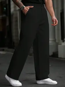 Men's High-Quality Fitted Dress Pants, Plus Size 2xl-6xl Casual Woven Fabric, Perfect Fit for All Occasions, Spring & Fall Fashion