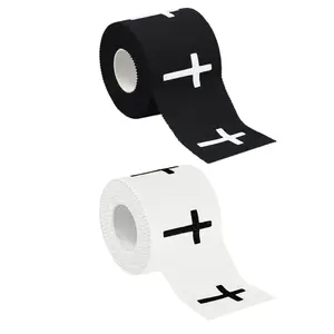 2 Pack Athletic Tape with Christian Cross, Professional Grade Strength & Faith Sports Wrap for Fingers, Wrists, & Ankles, Sweat-Resistant Breathable Cotton Kinetic Protective Support, Black & White Set for Weightlifting, Soccer, & Gymnastics
