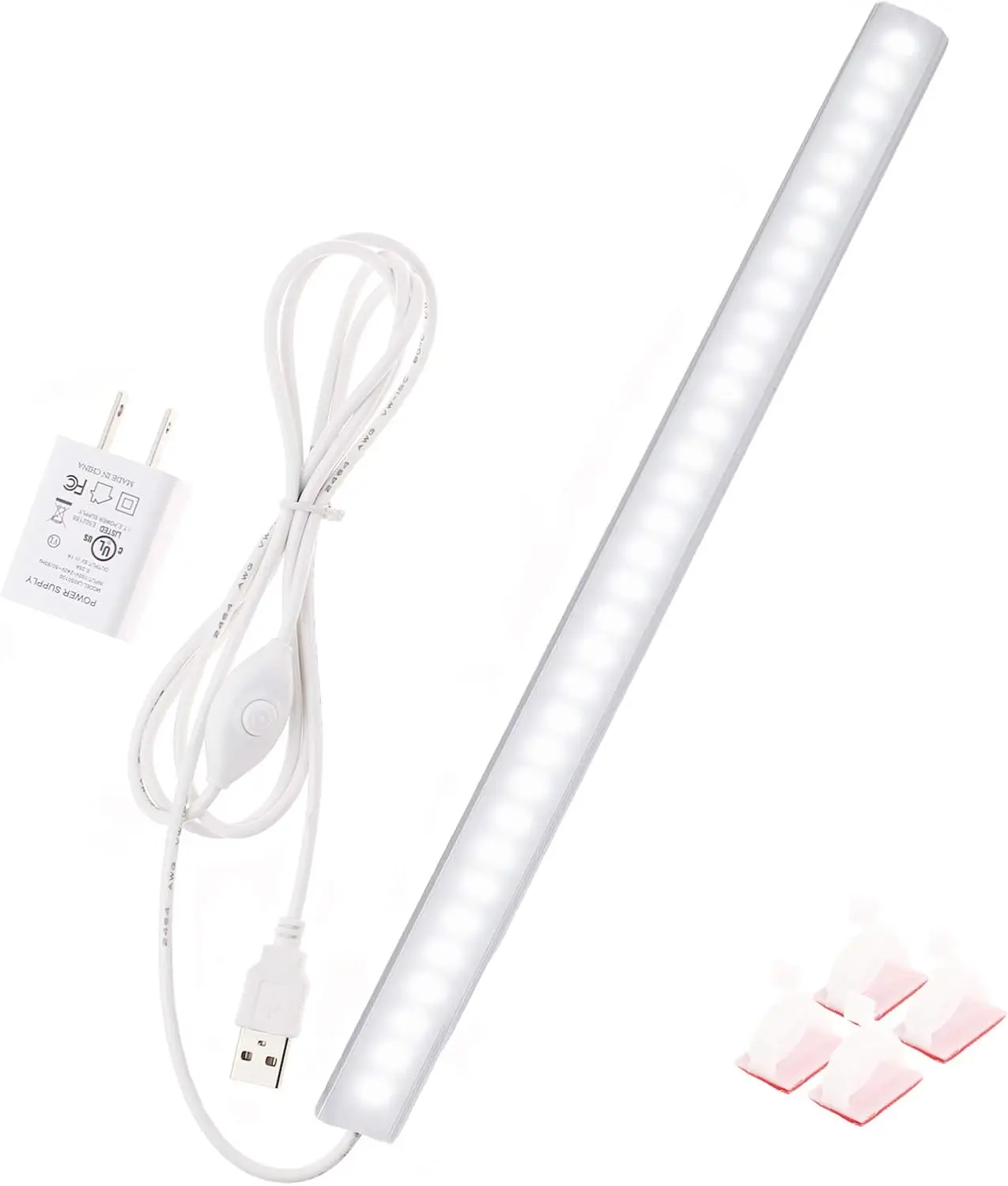 12 In Plug-in Super Slim Dimmable Memory Mode Ambient Strip Under-Cabinet Light, 6000K Cold White LED for Kitchen Workbench, Strip Light