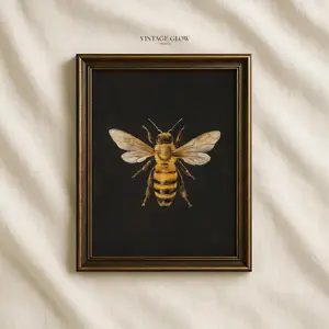 Vintage Bee Botanical Print | Rustic Summer Cottagecore Insect Wall Art | Trendy Wall Art, Gift For Him, Gift For Her, Must-Have Basic, Always Handy, Gift For Him, Gift For Her