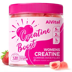 AiVital Zero Sugar Creatine Gummies for Women . with 5g Creatine, 2g Collagen, 1g BCAAs. No Sugar, Berry Flavor Filled Gummy, 120 Count.[New and old packaging shipped randomly]