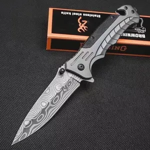 Damascus pattern multifunctional folding knife tool portable stainless steel knife self-defense fruit knife high hardness outdoor Christmas gift
