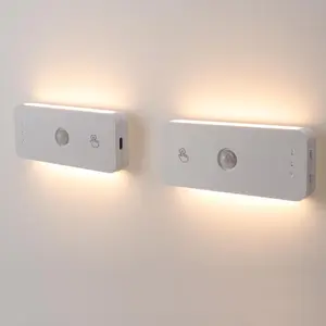 Led Motion Sensor Night Light 2 Pack, Rechargeable Stair Light 1100mAh, Dimmable Hallway Lights with 3 Color Temperature,  Locker Lights for Closet Hallway Bedroom