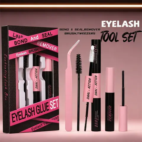 Pooplunch 2IN1 Lash Bond & Seal Upgrade Multi-Pack Cosmetic Kit - Waterproof Wispy Fluffy Clusters, Glue Gel, DIY Eyelash Extension Box, TikTok Makeup Gifts for Girly Girls