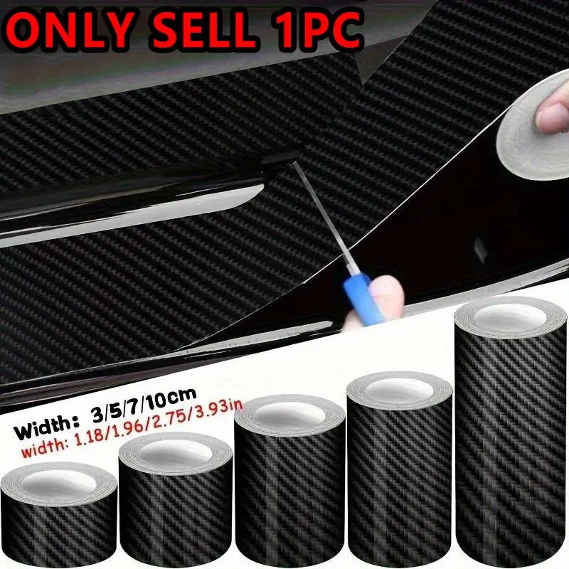 3D Carbon Fiber Car Protective Film, Universal Fit, Polyester Fiber, Scratch-Resistant Protective Film for Door Sills and Side Mirrors, Available in 3cm/5cm/7cm Sizes, Decal for Cars, Car Accessory