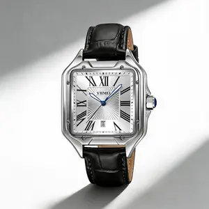 Unisex Classic Square Roman Numerals Silver Analog Water Resistant Watch Suitable For Women Men Stainless Steel Strap Date Display Casual Wristwatch