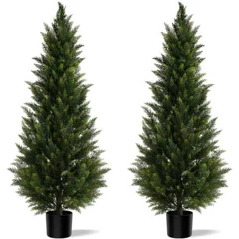 3/4/5Ft 2pack Artificial Cedar And Cypress Wood Courtyard Front Porch Decoration Simulation Plants Boxwood Christmas xmas